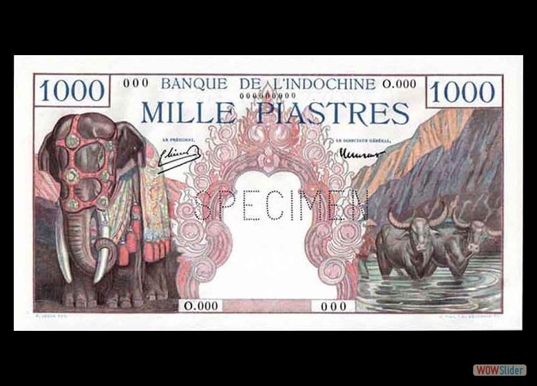 French Indochina P84s1 1000 Piastres Specimen